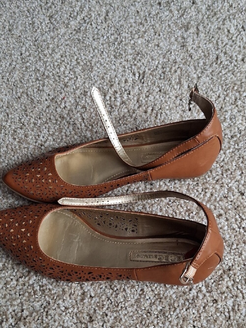 BCBGeneration Laser-Cut Tan Pointed Ankle-Strap - Picture 2 of 6